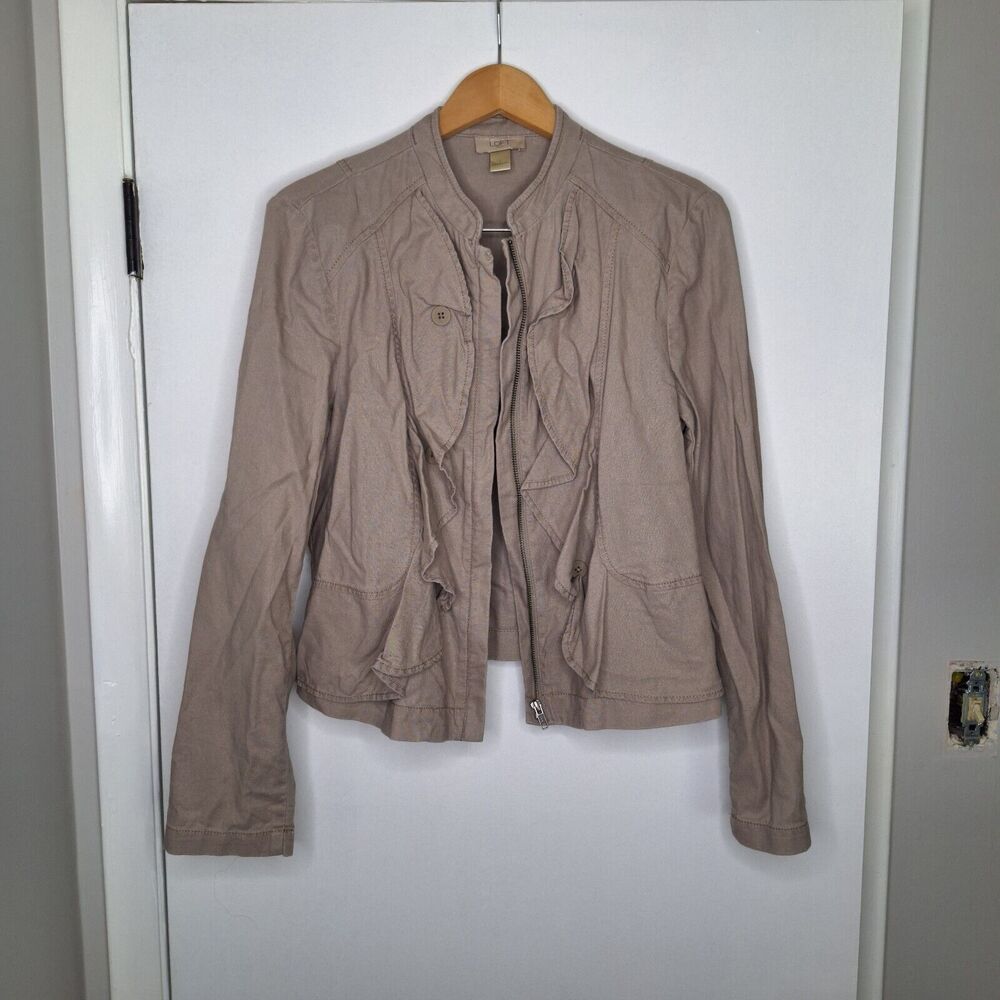 LOFT Jacket Womens Large Tan Full Zip Casual